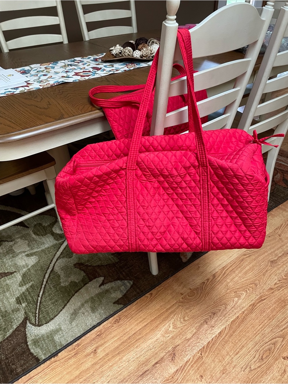 Quilted Red Tote Bag - Lightweight Everyday Carry